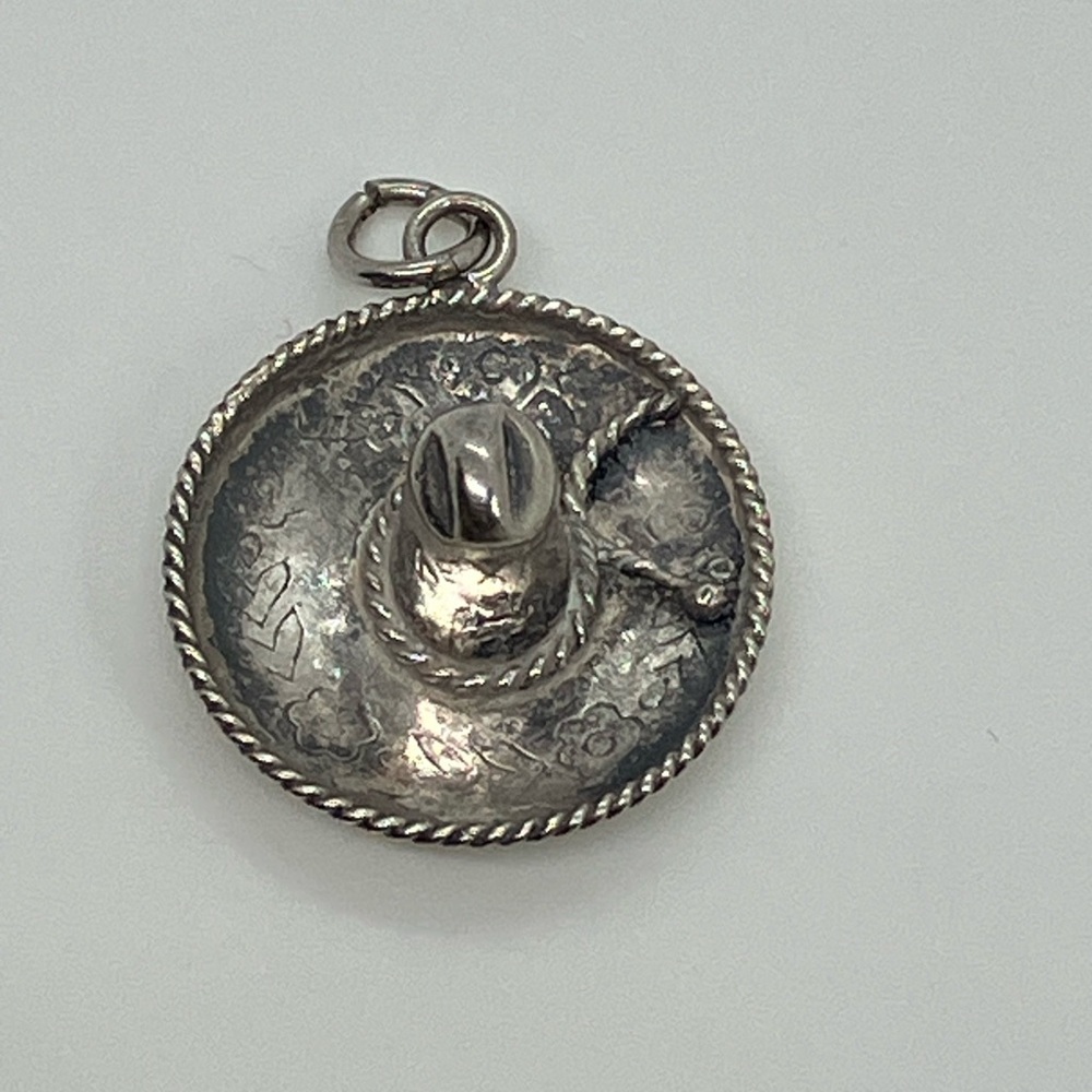 Vtg 925 Sterling Silver Mexican Sombrero Hat Charm/ Pendant